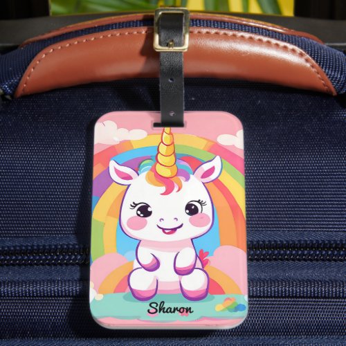 Cute Baby Unicorn Rainbow Luggage Tag