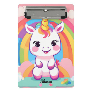 Cute Baby Unicorn Rainbow Mini Clipboard