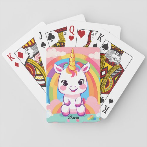 Cute Baby Unicorn Rainbow Poker Cards