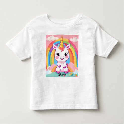 Cute Baby Unicorn Rainbow Toddler T_shirt