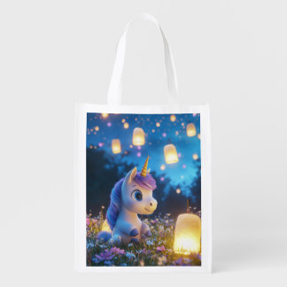 Cute Baby Unicorn Reusable Grocery Tote Bag | Magi