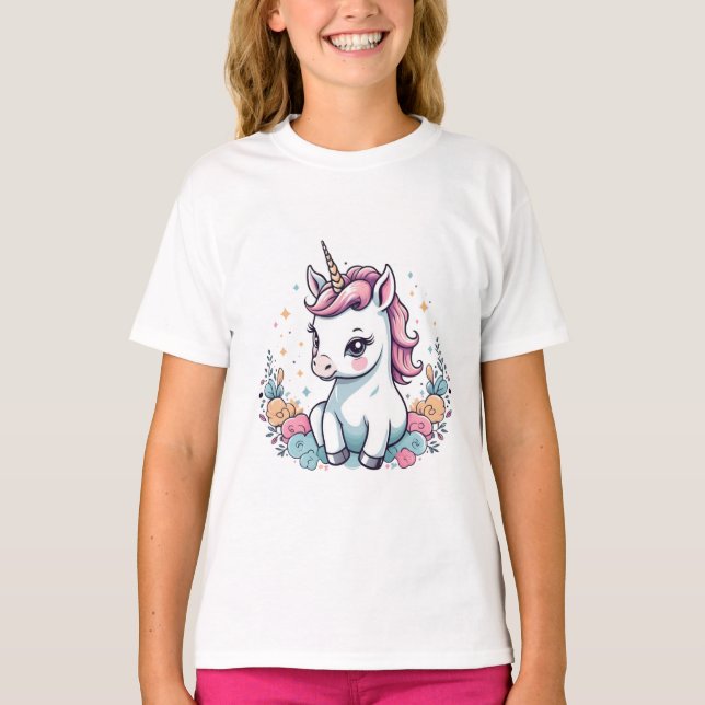 Cute Baby Unicorn T-Shirt for Girls (Front)