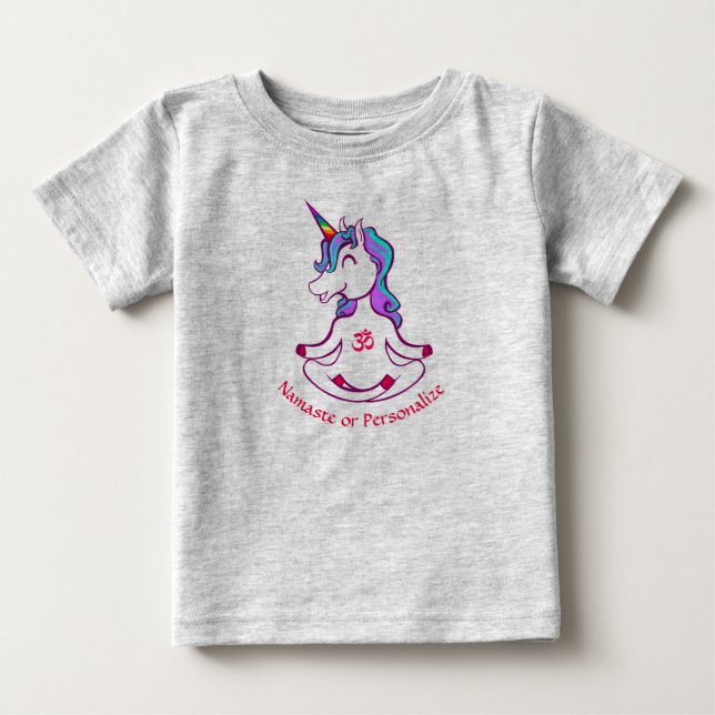 Cute Baby Unicorn Zen Yoga Meditation Namaste Baby T-Shirt (Front)