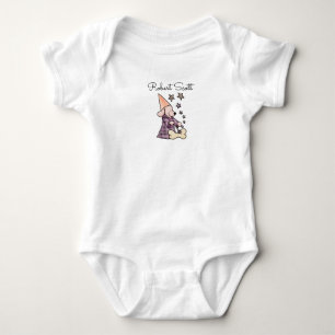 Cute Baby Unisex Blue Elegant Funny Dog Add Name Bodysuit