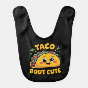 Cute baby unisex taco word art bib
