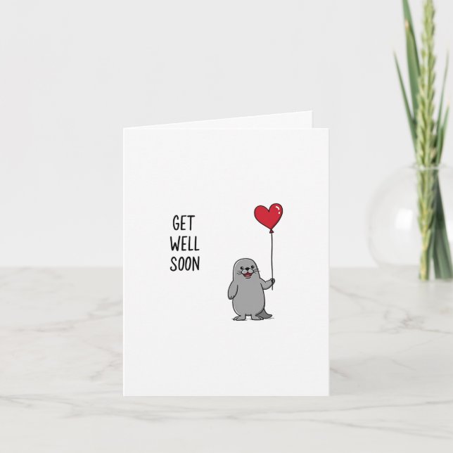 Cute Baby Walrus Get Well Card (Front)