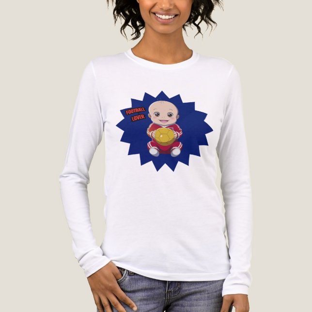 Cute baby wearing football player outfit Tri-Blend shirt (Front)