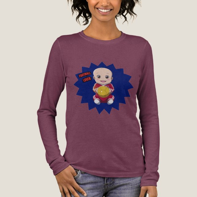 Cute baby wearing football player outfit Tri-Blend shirt (Front)