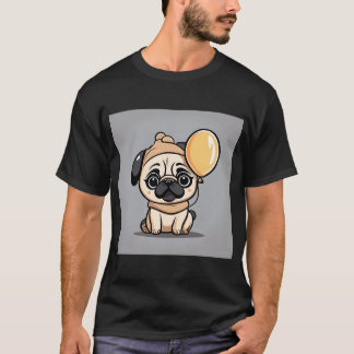 Cute Baby Wearing Pug Dog Costume with Bone Balloo T-Shirt