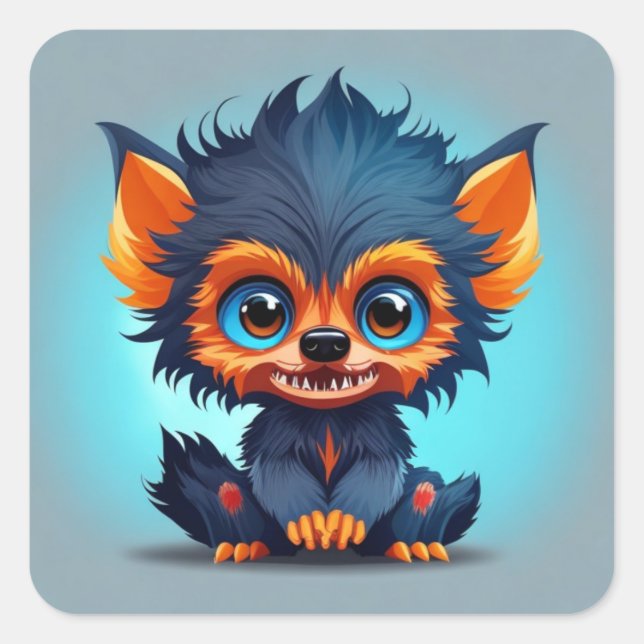 Cute Baby Werewolf Square Sticker (Front)