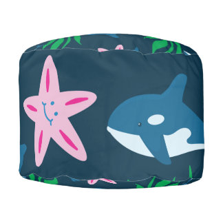 Cute Baby Whale and Starfish Pattern Pouf