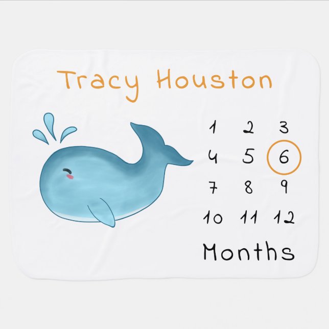 Cute Baby Whale Baby Blanket (Horizontal)