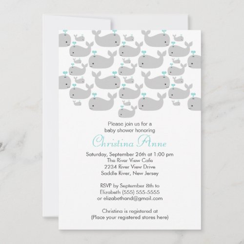 Cute Baby Whale Baby Shower Invitations