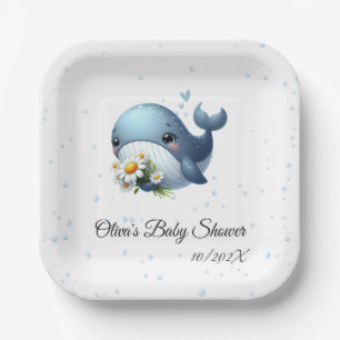 Cute Baby Whale Baby Shower Paper Plate