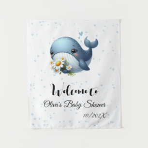 Cute Baby Whale Baby Shower Tapestry