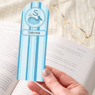 Cute Baby Whale Blue Stripes Bookmark