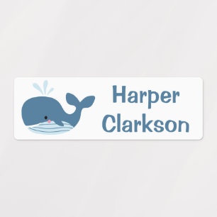 Cute Baby Whale Cartoon Personalized Name Kids' Labels