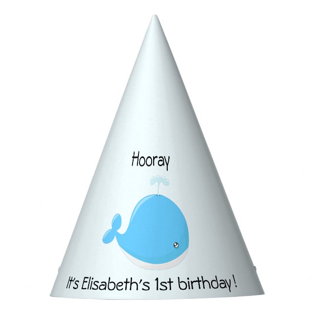 Cute baby whale kawaii cartoon kids birthday party hat (Front)