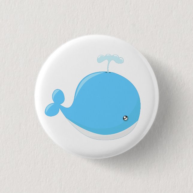 Cute baby whale kawaii cartoon kids button (Front)