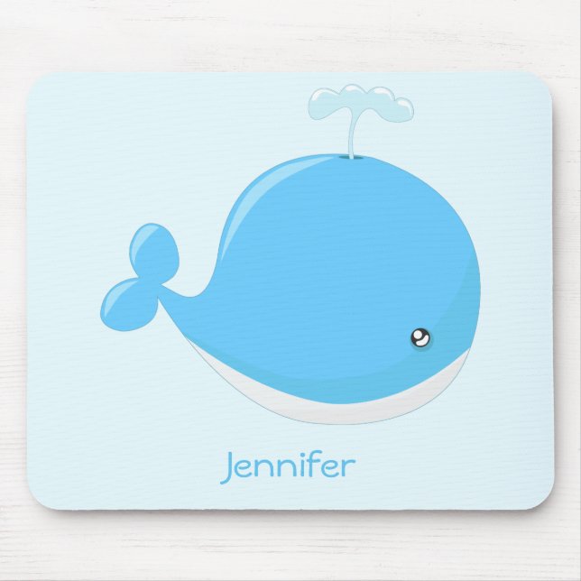 Cute baby whale kawaii cartoon kids mouse pad (Front)