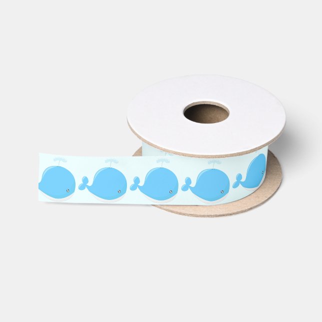 Cute baby whale kawaii cartoon kids satin ribbon (Spool)