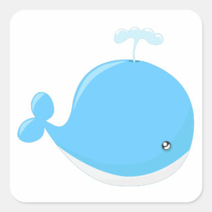 Cute baby whale kawaii cartoon nursery square sticker