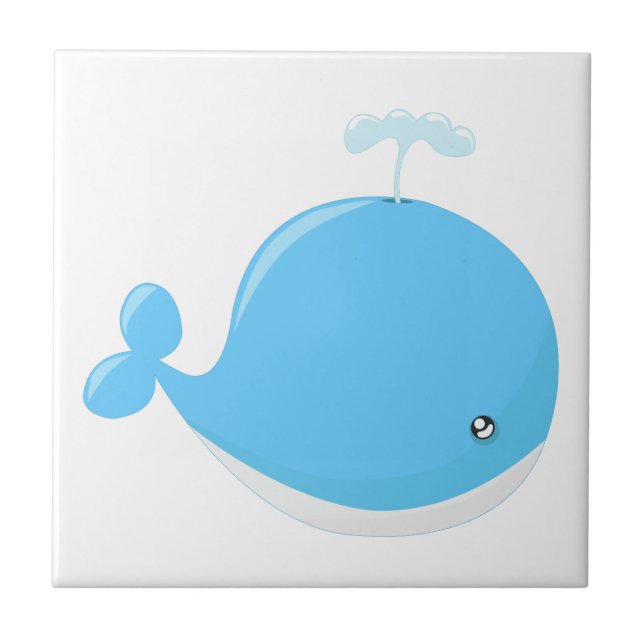 Cute baby whale kawaii cartoon tile (Front)