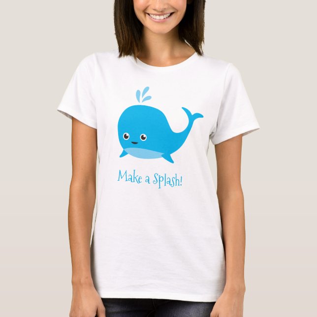 Cute Baby Whale Make a Splash T-Shirt (Front)
