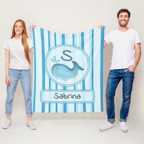 Cute Baby Whale Personalize Fleece Blanket