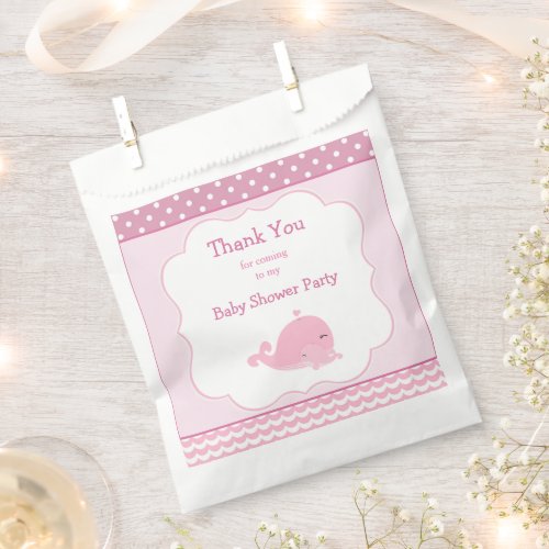 Cute Baby Whale Pink Girl Baby Shower Party Favor Bag