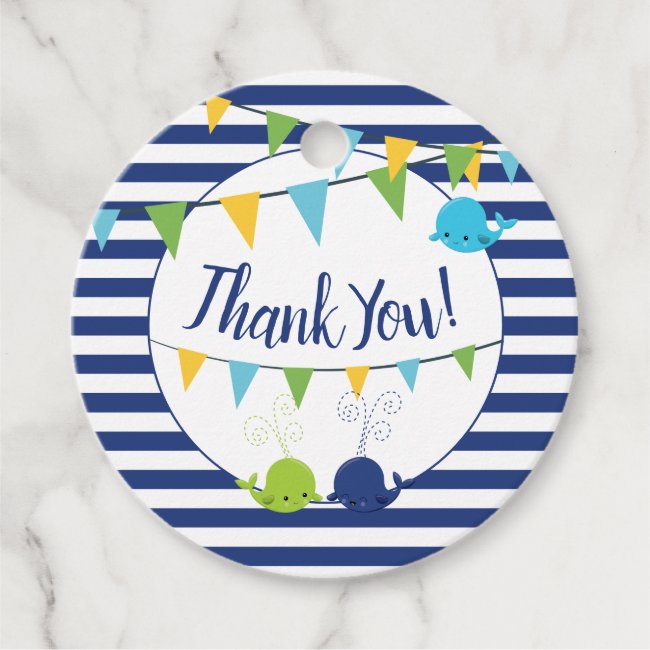 Cute Baby Whales Baby Shower Thank You 2-Sided