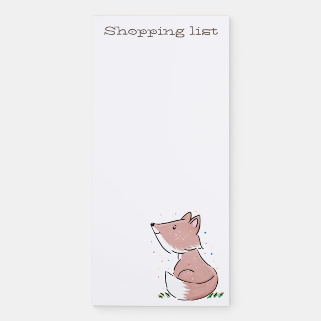 Cute baby whimsical fox illustration magnetic notepad (Front)