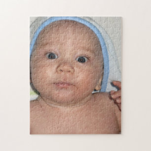 Cute Baby with Hooded Towel Photo Jigsaw Puzzle