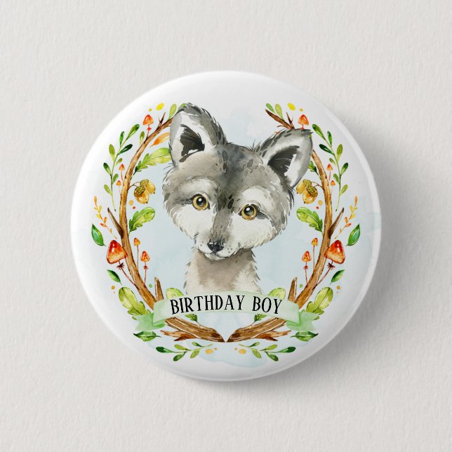 Cute Baby Wolf Button (Front)