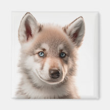 Cute Baby Wolf Portrait Magnet | Collectable
