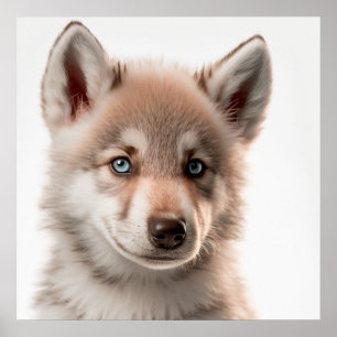Cute Baby Wolf Portrait Square 1:1 Poster