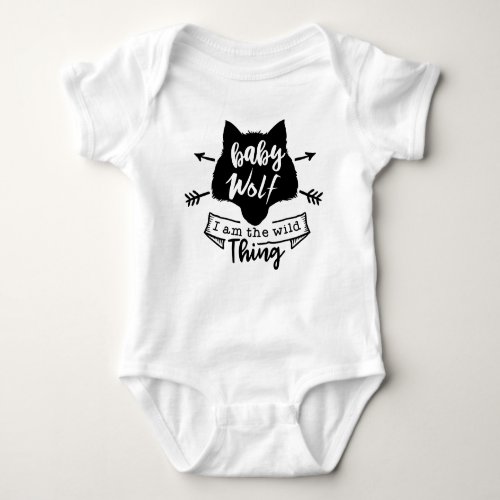 cute baby wolf word art baby bodysuit