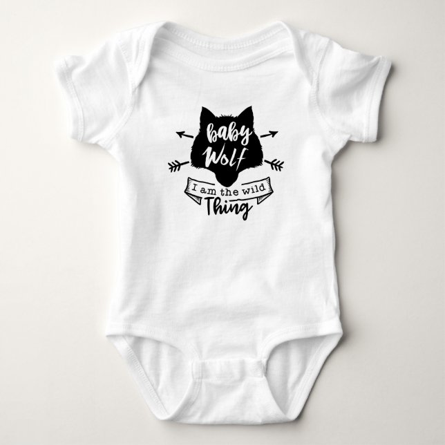 cute baby wolf word art bodysuit (Front)