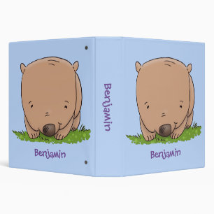 Cute baby wombat cartoon illustration 3 ring binder