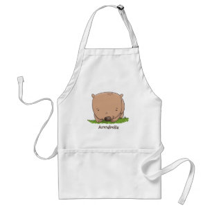 Cute baby wombat cartoon illustration adult apron