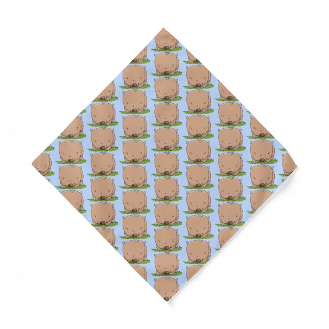 Cute baby wombat cartoon illustration bandana (Front)