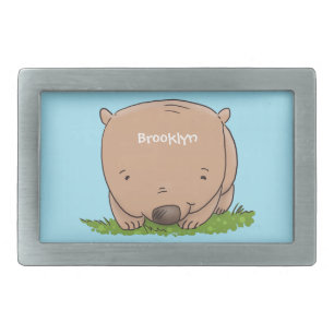 Cute baby wombat cartoon illustration belt buckle