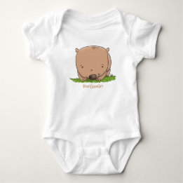 Cute baby wombat cartoon illustration bodysuit