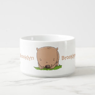 Cute baby wombat cartoon illustration bowl