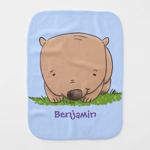 Cute baby wombat cartoon illustration burp cloth