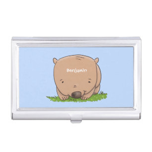 Cute baby wombat cartoon illustration business card case