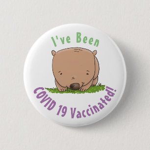 Cute baby wombat cartoon illustration button