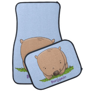 Cute baby wombat cartoon illustration car floor mat