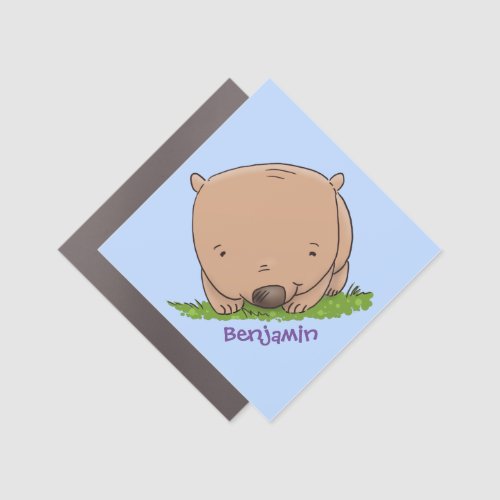 Cute baby wombat cartoon illustration car magnet