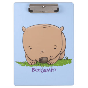Cute baby wombat cartoon illustration clipboard